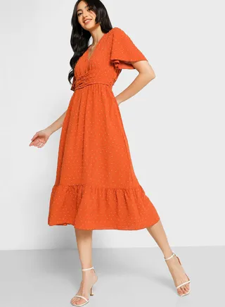 Corset Cinched Waist Detail Fit & Flare Dress