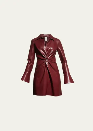 McKenna Faux-Leather Mini Shirtdress