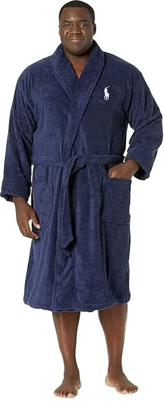 Polo Ralph Lauren Big Velour Terry Kimono Robe (Cruise Navy) Men's Pajama