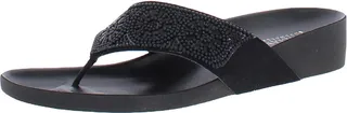 Larita Womens Faux Suede Wedge Flip-Flops
