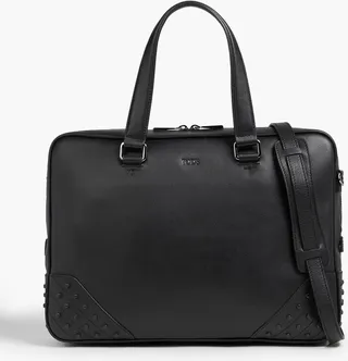 Studded leather briefcase