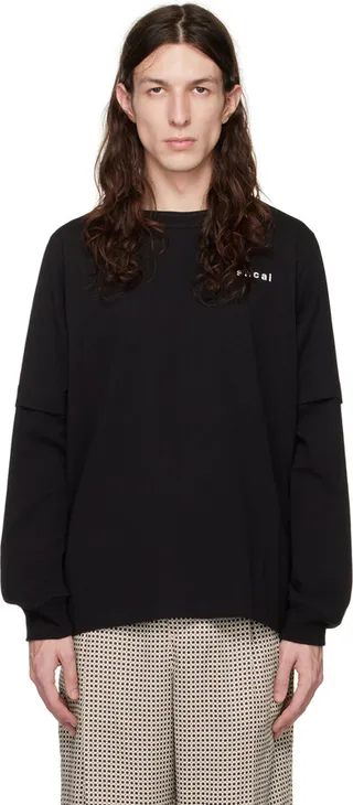 sacai Black 'Again & Again & Again' Long Sleeve T-Shirt