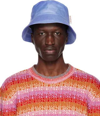 Marni Blue Quilted Brim Bucket Hat