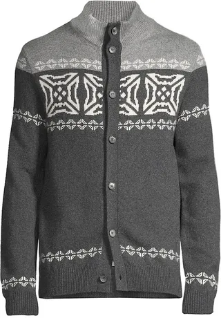 Fairisle Button-Front Cashmere Cardigan
