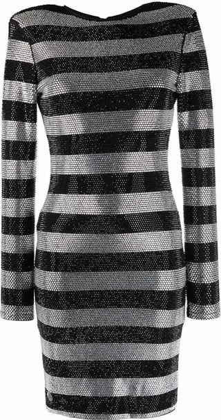 Crystal-Stripes Fitted Mini Dress