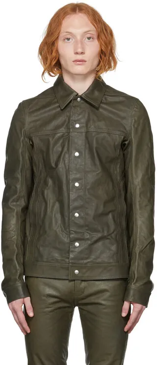 Rick Owens Green Leather Jacket