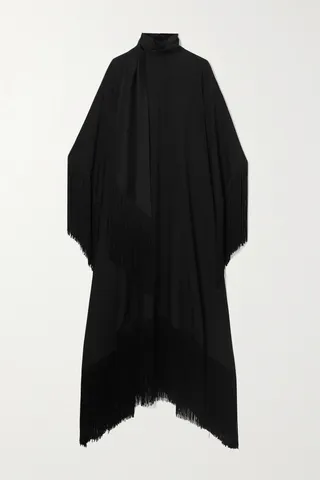 Taller Marmo - + Net Sustain Mrs. Ross Fringed Crepe Kaftan - Black
