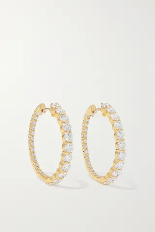 Melissa Kaye - Lenox Small 18-karat Gold Diamond Hoop Earrings - One size
