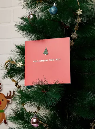 Xmas Tree With Pin Greeting Card