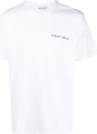 slogan-embroidered short-sleeve T-shirt