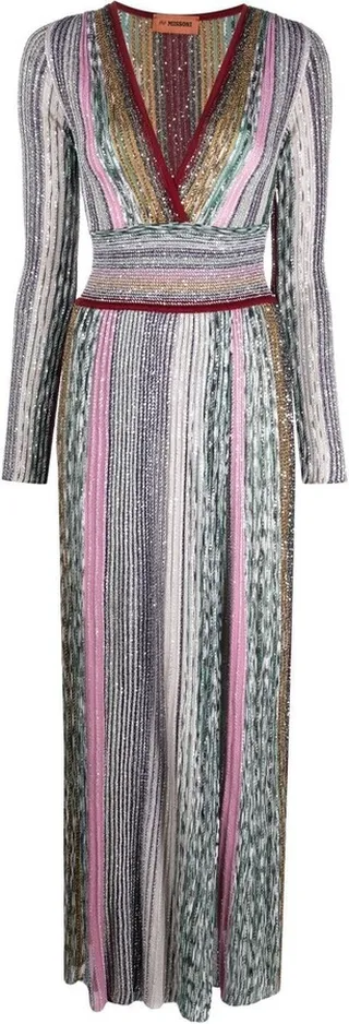 Sequin-Embellished Pleated Dress