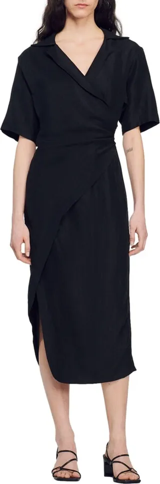 Clarance Faux Wrap Midi Shirtdress