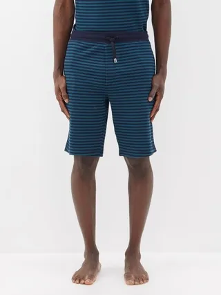 Striped Cotton-blend Piqué Pyjama Shorts