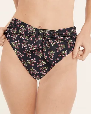 Tie high-rise bikini bottom in twilight berry