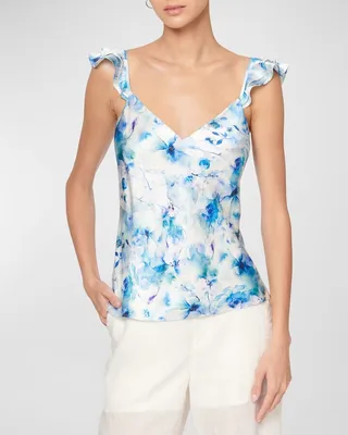 Damaris Ruffle-Strap Silk Charmeuse Cami