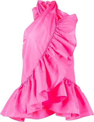 Ruffled-Detail Halterneck Blouse
