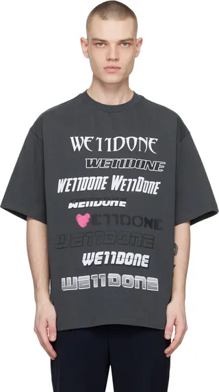 We11done Gray Printed T-Shirt