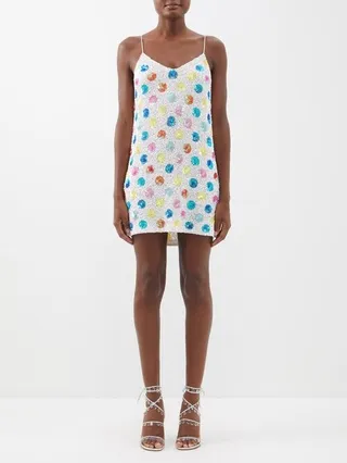 Polka Dot-sequinned Georgette Mini Dress