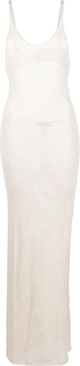 Open-Knit Backless Long Dress