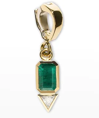 Emerald and Trillion Small Diamond Charm