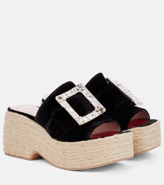 Embellished platform espadrille sandals