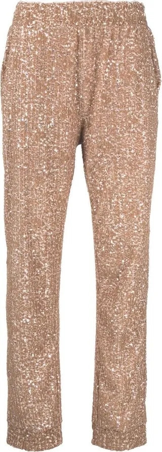 High-Waisted Sequin-Embellished Trousers