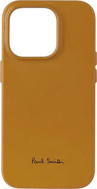 Paul Smith Yellow Native Union Edition Leather MagSafe iPhone 14 Pro Case