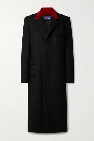 Ralph Lauren Collection - Willem Velour-trimmed Wool And Cashmere-blend Coat - Black