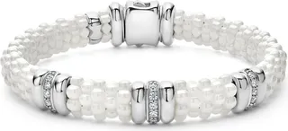 White Caviar Triple Diamond Station Bracelet