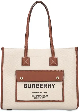 Small Freya leather & canvas tote bag