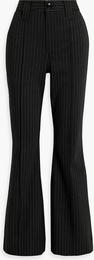Pinstriped twill flared pants