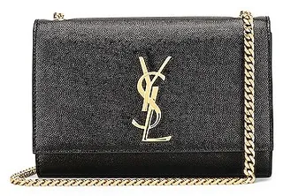 Saint Laurent Small Kate Monogramme Chain Bag in Black