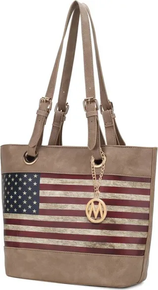 Vera Vegan Leather Patriotic Flag Pattern Women’s Tote Bag