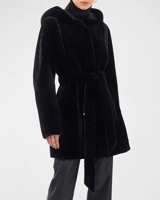 Belted Reversible Lamb Shearling Stroller Jacket