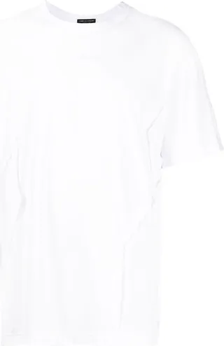 White Seam-Detail Cotton T-Shirt