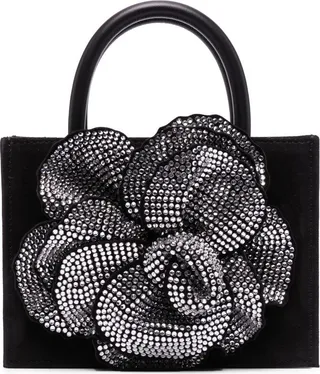 Black Crystal-Embellished Mini Bag