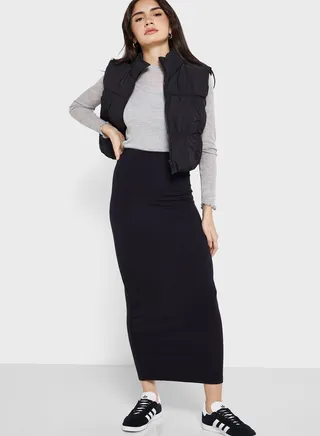 Ribbed High Waist Skirt