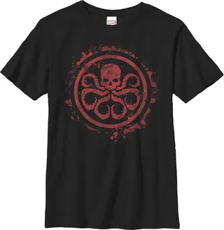Boy's Marvel Hail Hydra Logo T-Shirt - Black - Small