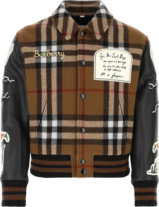Burberry Checked Button-Up Bomber Jacket