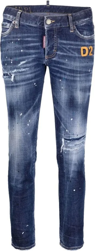 Logo-Embroidered Distressed Skinny Jeans