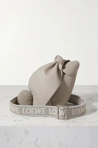 Loewe - Bunny Small Canvas And Shearling-trimmed Leather Shoulder Bag - Gray