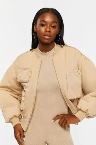 Zip-Up Utility Bomber Jacket