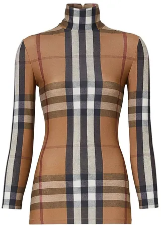 Emery Check Turtleneck Long-Sleeve T-Shirt