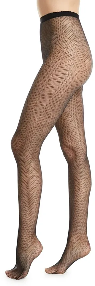 Sheer Fine-Gauge Herringbone Tights