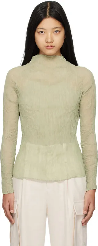 Issey Miyake Green Twist 3 Turtleneck