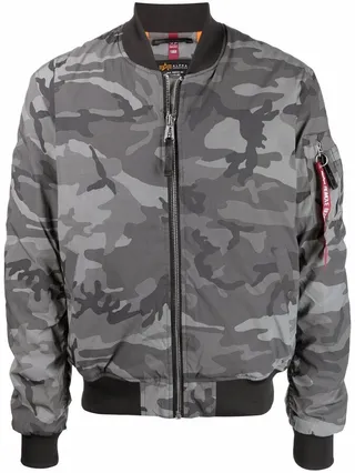 Camouflage-Pattern Bomber Jacket