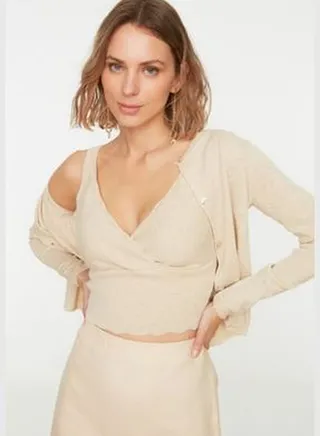 Stone Blouse-Cardier Knitwear Set