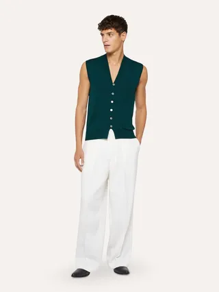 Basolan Wool Vest In Green