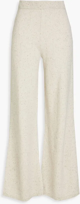 Mélange wool-blend wide-leg pants