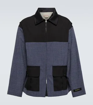 Checked wool-blend jacket